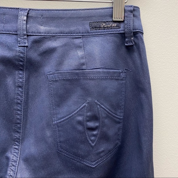 Revolve Level 99 Paris Moto Coated Skinny Jeans Size 25 Denim‎ Blue Leather Look - Picture 6 of 9